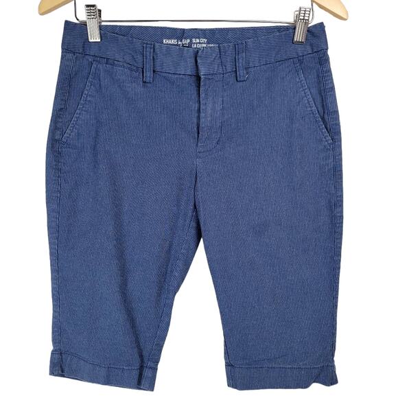 Khakis by Gap Slim City La Coupe Urbaine Etrote Blue Pinstripe Size 2 - Picture 1 of 8